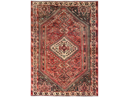 Red 5'7" x 7'6" Vintage Hand knotted Wool Rug - Sku: O01573