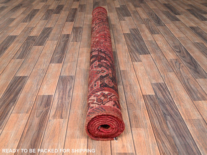 Red 5'7" x 7'6" Vintage Hand knotted Wool Rug - Sku: O01573