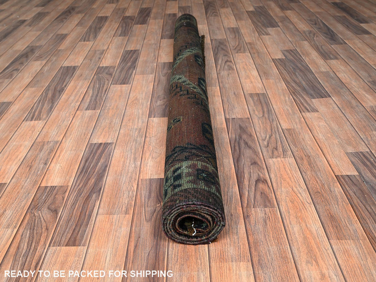 Shiraz Vintage hand-knotted wool rug in Overdyed & Green, 5'6" x 7'4" — SKU O01574 (view 5)
