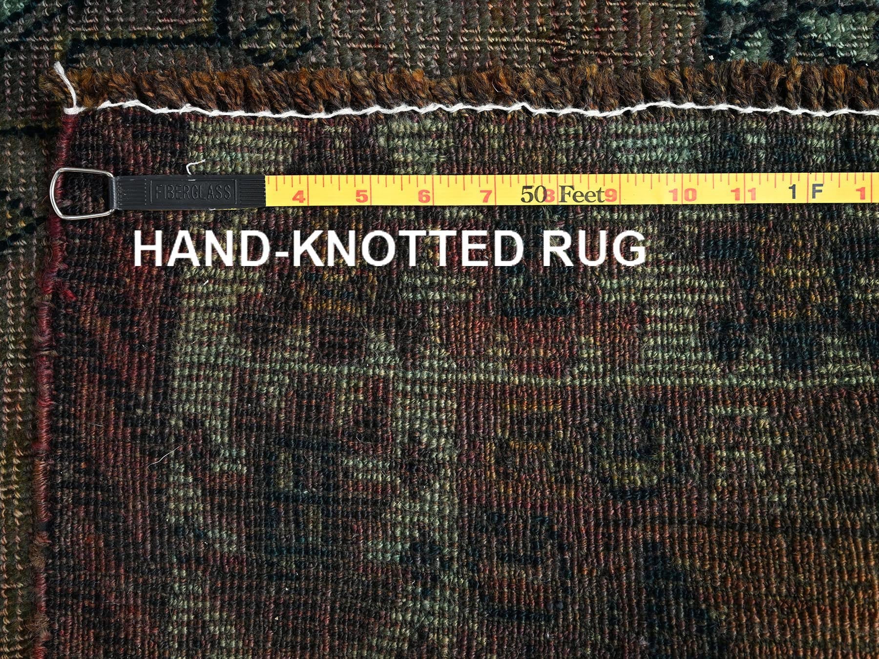Shiraz Vintage hand-knotted wool rug in Overdyed & Green, 5'6" x 7'4" — SKU O01574 (view 7)