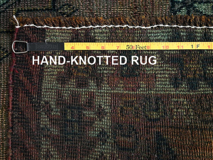 Shiraz Vintage hand-knotted wool rug in Overdyed & Green, 5'6" x 7'4" — SKU O01574 (view 7)