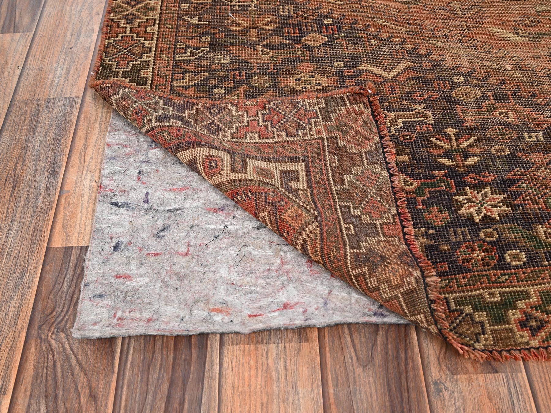 Shiraz Vintage hand-knotted wool rug in Orange & Brown, 5'1" x 7'2" — SKU O01578 (view 3)