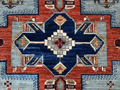 Grey 8'1" x 9'11" Tribal & Geometric Hand knotted Wool Rug - Sku: O0157