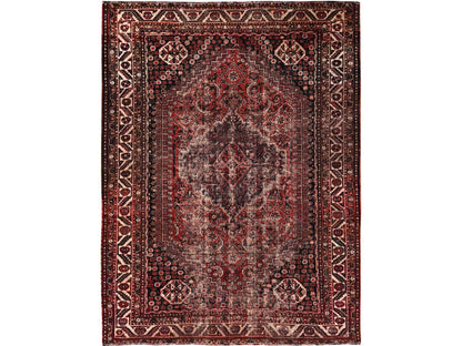 Red 7'2" x 9'8" Vintage Hand knotted Wool Rug - Sku: O01580