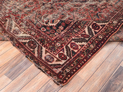Red 7'2" x 9'8" Vintage Hand knotted Wool Rug - Sku: O01580