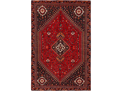 Red 6'4" x 9'9" Vintage Hand knotted Wool Rug - Sku: O01581