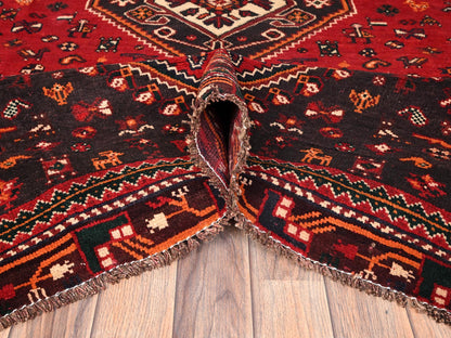 Red 6'4" x 9'9" Vintage Hand knotted Wool Rug - Sku: O01581