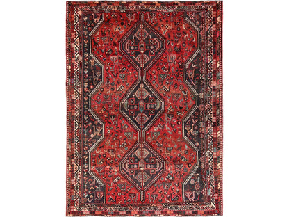 Red 7'1" x 9'11" Vintage Hand knotted Wool Rug - Sku: O01582