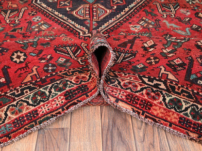 Red 7'1" x 9'11" Vintage Hand knotted Wool Rug - Sku: O01582