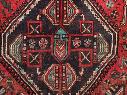 Red 7'1" x 9'11" Vintage Hand knotted Wool Rug - Sku: O01582