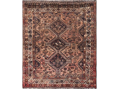Brown 5'7" x 6'5" Vintage Hand knotted Wool Rug - Sku: O01583