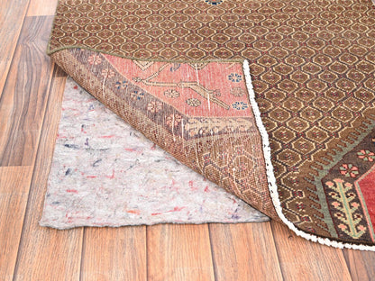 Brown 2'7" x 7'10" Vintage Hand knotted Wool Rug - Sku: O01584