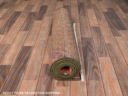Brown 2'7" x 7'10" Vintage Hand knotted Wool Rug - Sku: O01584