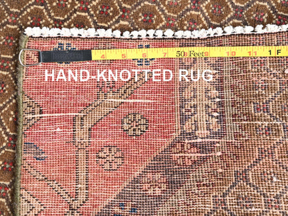 Brown 2'7" x 7'10" Vintage Hand knotted Wool Rug - Sku: O01584