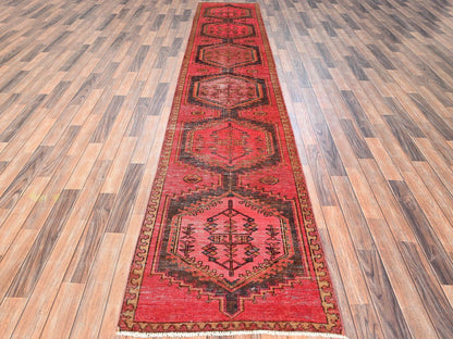 Vintage hand-knotted wool runner in Pink & Yellow, 2'8" x 13'6" — SKU O01586 (view 2)