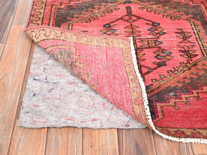 Vintage hand-knotted wool runner in Pink & Yellow, 2'8" x 13'6" — SKU O01586 (view 3)