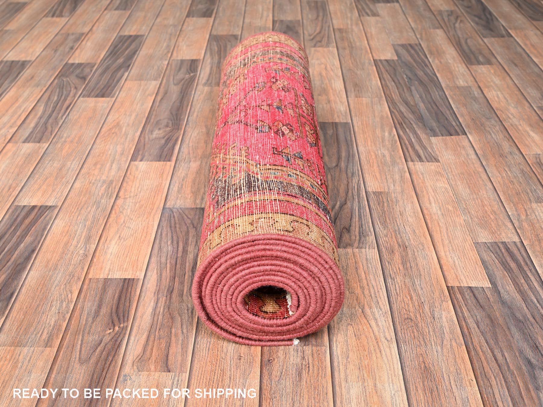 Vintage hand-knotted wool runner in Pink & Yellow, 2'8" x 13'6" — SKU O01586 (view 5)
