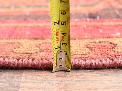 Pink 2'8" x 13'6" Vintage Hand knotted Wool Rug - Sku: O01586