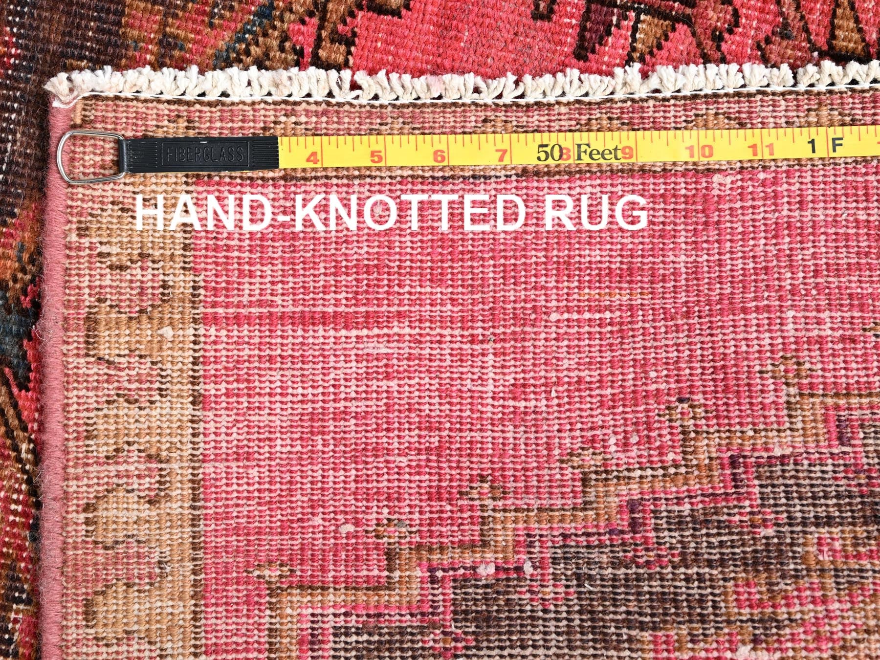 Vintage hand-knotted wool runner in Pink & Yellow, 2'8" x 13'6" — SKU O01586 (view 7)