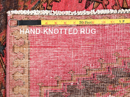 Vintage hand-knotted wool runner in Pink & Yellow, 2'8" x 13'6" — SKU O01586 (view 7)