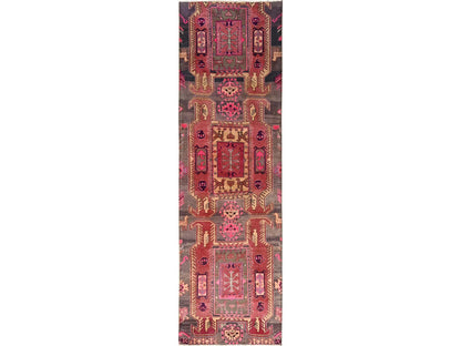 Pink 2'8" x 9'2" Vintage Hand knotted Wool Rug - Sku: O01587
