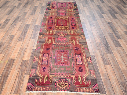 Pink 2'8" x 9'2" Vintage Hand knotted Wool Rug - Sku: O01587