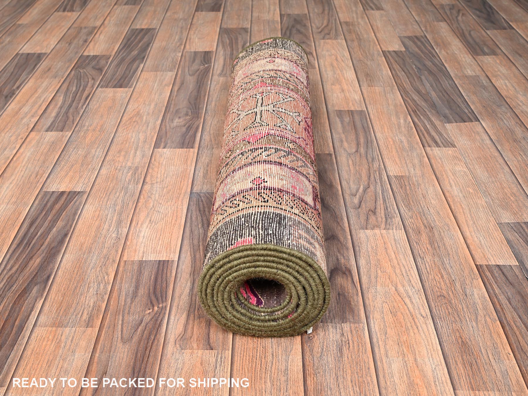 Vintage hand-knotted wool runner in Pink, 2'8" x 9'2" — SKU O01587 (view 5)
