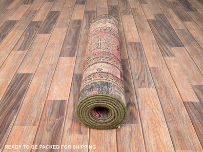 Vintage hand-knotted wool runner in Pink, 2'8" x 9'2" — SKU O01587 (view 5)