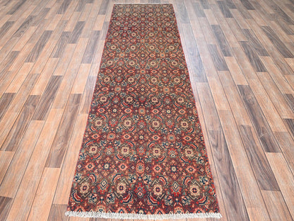 Brown 2'4" x 8'1" Vintage Hand knotted Wool Rug - Sku: O01589