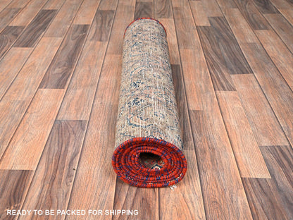 Brown 2'4" x 8'1" Vintage Hand knotted Wool Rug - Sku: O01589