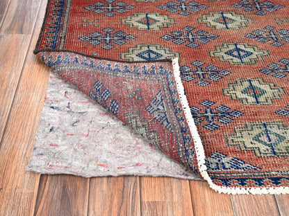 Orange 2'8" x 9'2" Vintage Hand knotted Wool Rug - Sku: O01590