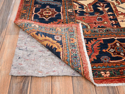 Heriz Heriz hand-knotted wool rug in Red & Navy Blue, 8'1" x 9'9" — SKU O01594 (view 5)