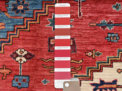 Red 7'11" x 9'9" Heriz Hand knotted Wool Rug - Sku: O01595