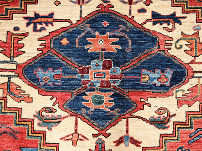 Red 7'11" x 9'9" Heriz Hand knotted Wool Rug - Sku: O01595