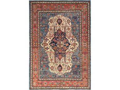 Blue 10'2" x 14'6" Tribal & Geometric Hand knotted Wool Rug - Sku: O01600