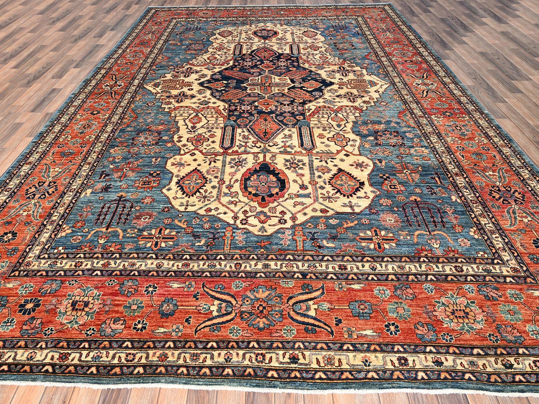 Blue 10'2" x 14'6" Tribal & Geometric Hand knotted Wool Rug - Sku: O01600