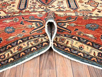 Blue 10'2" x 14'6" Tribal & Geometric Hand knotted Wool Rug - Sku: O01600