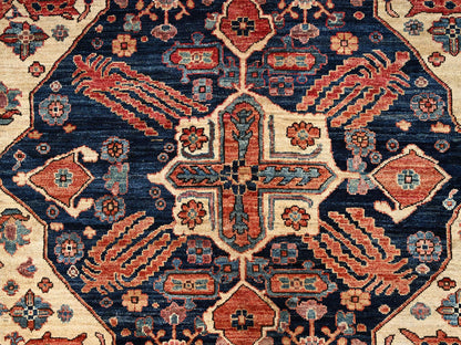 Blue 10'2" x 14'6" Tribal & Geometric Hand knotted Wool Rug - Sku: O01600