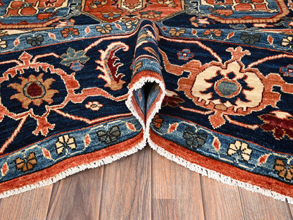 Orange 8'0" x 10'10" Heriz Hand knotted Wool Rug - Sku: O01605