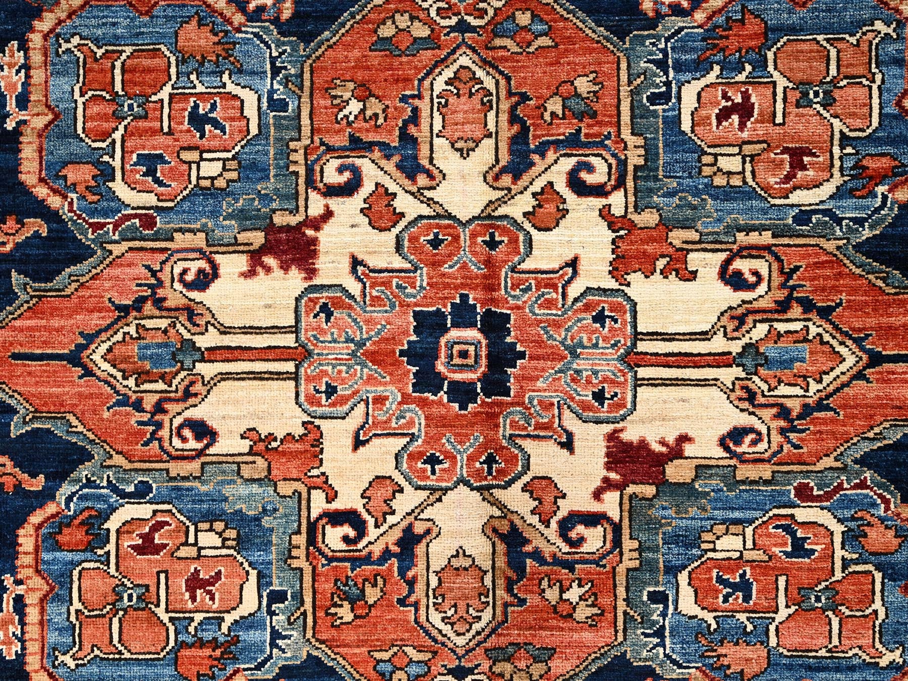 Heriz Heriz hand-knotted wool rug in Orange & Midnight Blue, 8' x 10'10" — SKU O01605 (view 9)