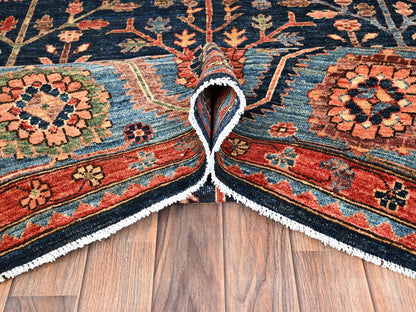 Blue 8'2" x 9'10" Tribal & Geometric Hand knotted Wool Rug - Sku: O01606