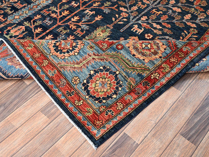 Blue 8'2" x 9'10" Tribal & Geometric Hand knotted Wool Rug - Sku: O01606