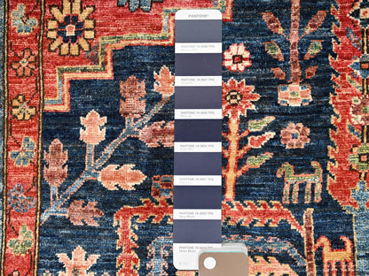 Blue 8'2" x 9'10" Tribal & Geometric Hand knotted Wool Rug - Sku: O01606