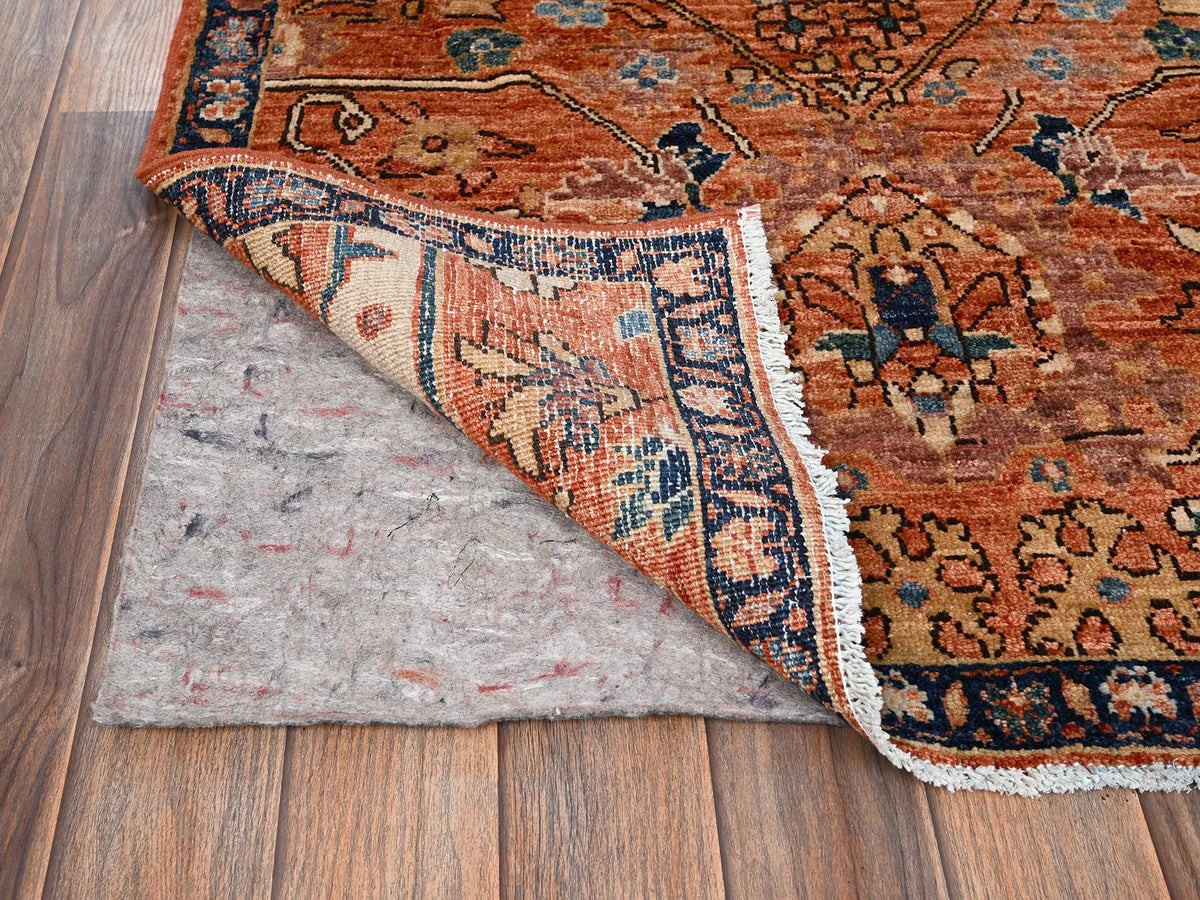 Tribal & Geometric hand-knotted wool rug in Orange & Navy Blue, 2'11" x 4'10" — SKU O01610 (view 3)