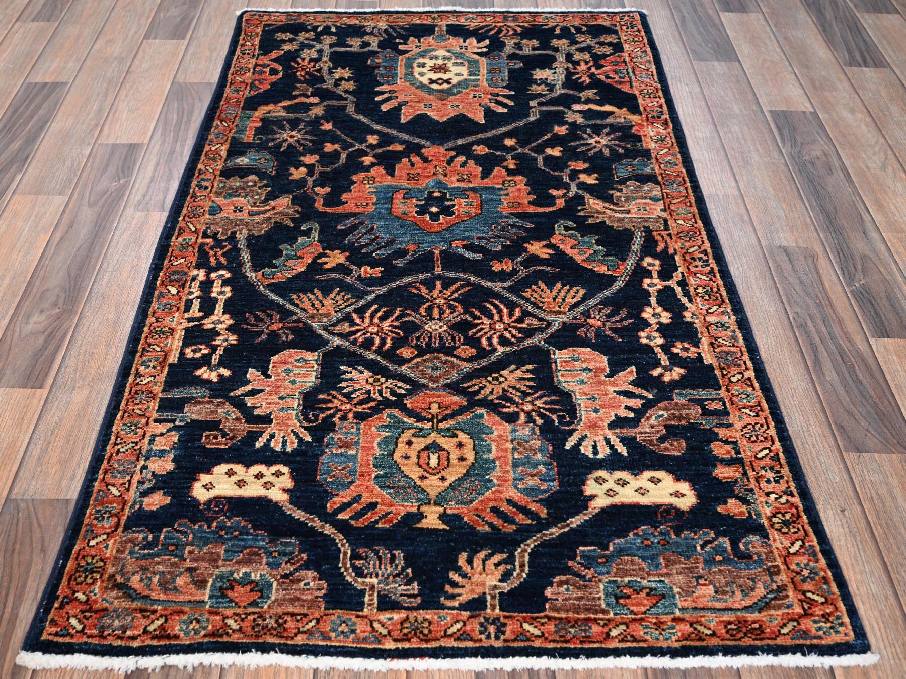 Blue 2'10" x 4'10" Tribal & Geometric Hand knotted Wool Rug - Sku: O01621