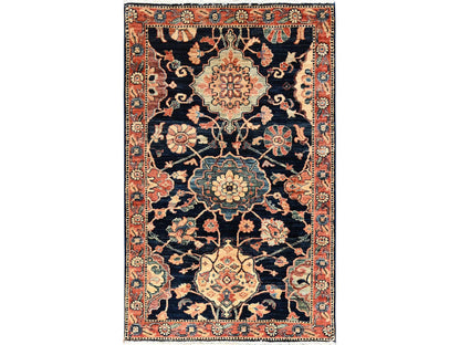 Blue 3'1" x 4'10" Tribal & Geometric Hand knotted Wool Rug - Sku: O01622
