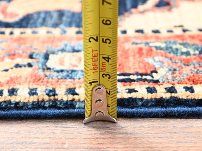 Blue 3'1" x 4'10" Tribal & Geometric Hand knotted Wool Rug - Sku: O01622