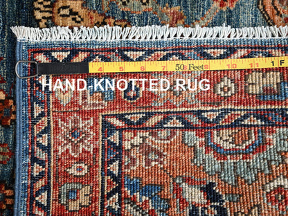 Blue 2'9" x 7'8" Tribal & Geometric Hand knotted Wool Rug - Sku: O01624