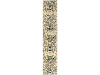Ivory 2'7" x 13'10" Tribal & Geometric Hand knotted Wool Rug - Sku: O01625