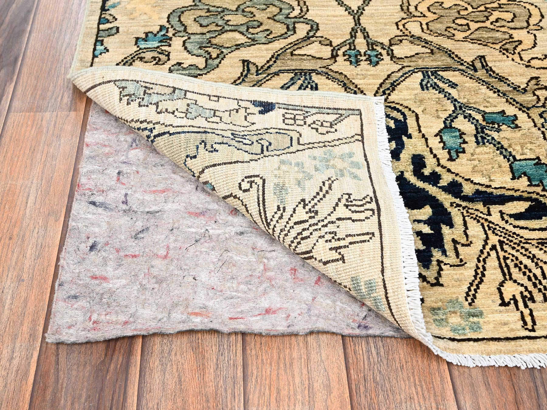 Tribal & Geometric hand-knotted wool runner in Ivory, 2'7" x 13'10" — SKU O01625 (view 3)